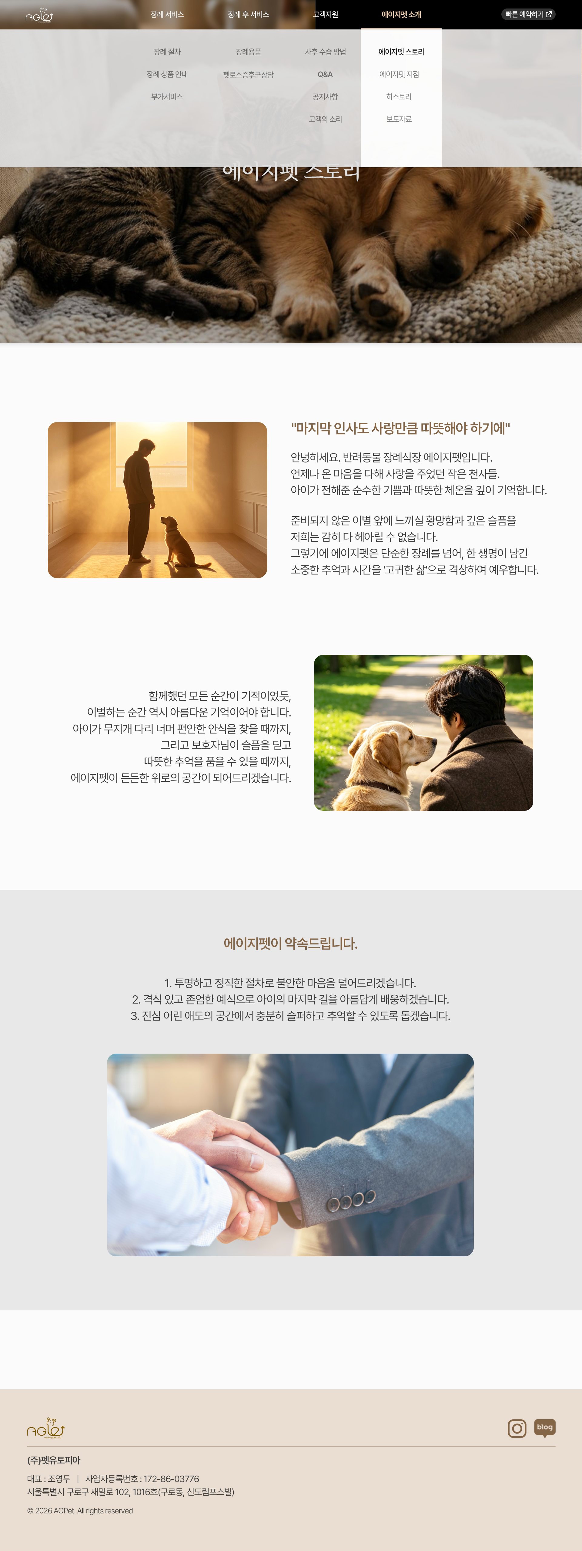 따뜻한 빛 속에서 마주 보고 있는 보호자와 반려견